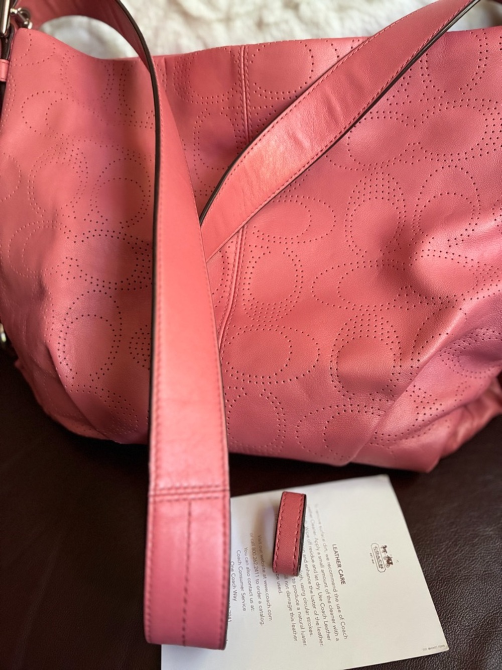 Coach Pink Coral Convertible Leather Shoulder Bag